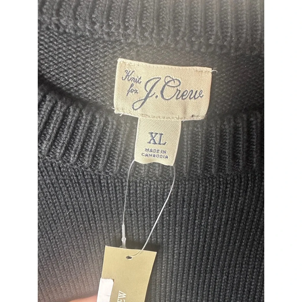 NEW J. Crew‎ Mens Heritage Black 100% Cotton Crewneck Sweater XL